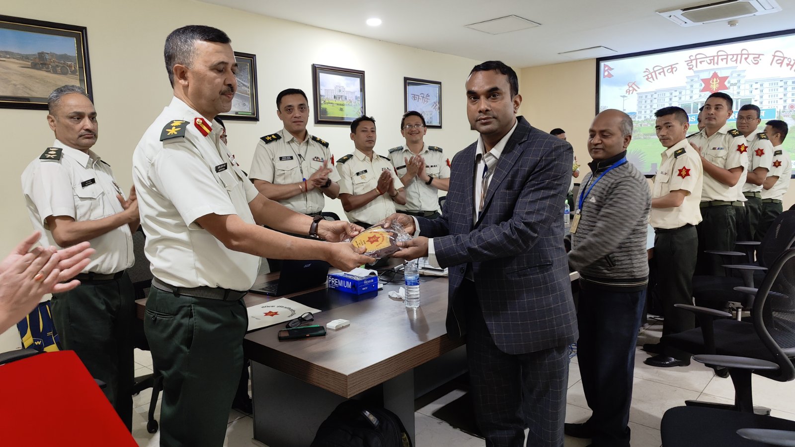 Receiving Token Of Love From Honorable Nepal Army Head Quarter, Kathmandu, Nepal.